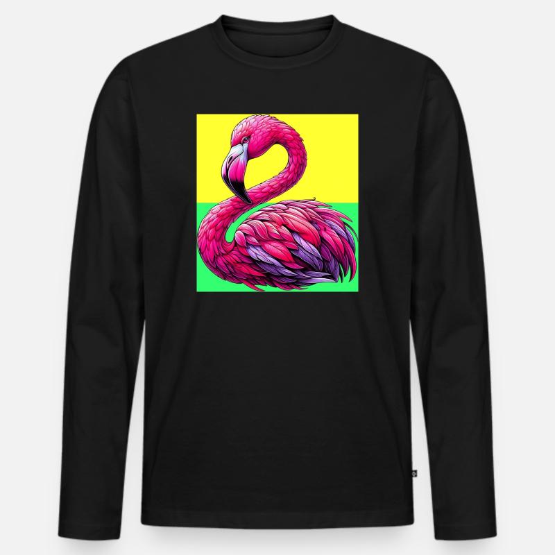 Flamingo - Männer Premium Bio Langarmshirt - Schwarz