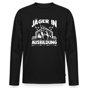 Jagd Ausbildung Jagen Waidmann Jäger - Männer Premium Bio Langarmshirt - Schwarz - Vorne - Nico (187cm)