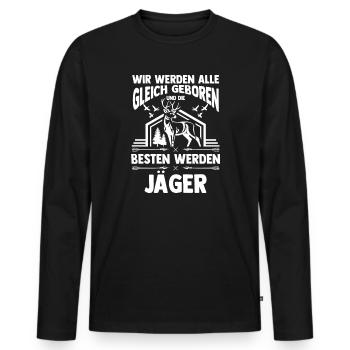 Jagd Jagen Waidmann Jäger - Männer Premium Bio Langarmshirt - Schwarz - Vorne - Nico (187cm)