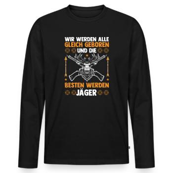 Jagd Jagen Waidmann Jäger - Männer Premium Bio Langarmshirt - Schwarz - Vorne - Nico (187cm)