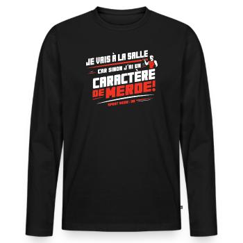 Je vais à la salle sinon j’ai un caractère de - T-shirt manches longues Premium bio Homme - noir - Devant - Nico (187cm)