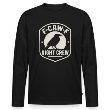 F-Caw-F Night Crew Raven Crow Humor Night Shift - Men's Premium Organic Long Sleeve Shirt - black - Front - Nico (187cm)