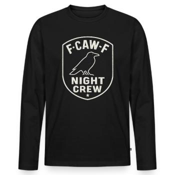 F-Caw-F Night Crew Raven Crow Humor Night Shift - Men's Premium Organic Long Sleeve Shirt - black - Front - Nico (187cm)