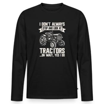 Tractor Farmer Farm Farming - Men's Premium Organic Long Sleeve Shirt - black - Front - Nico (187cm)