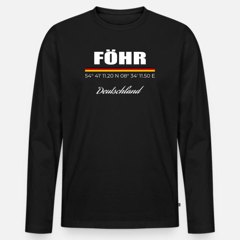 Föhr  - Männer Premium Bio Langarmshirt - Schwarz
