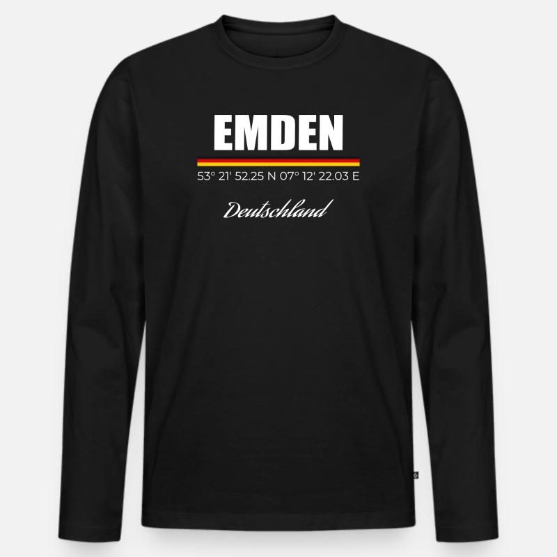 Emden - Männer Premium Bio Langarmshirt - Schwarz