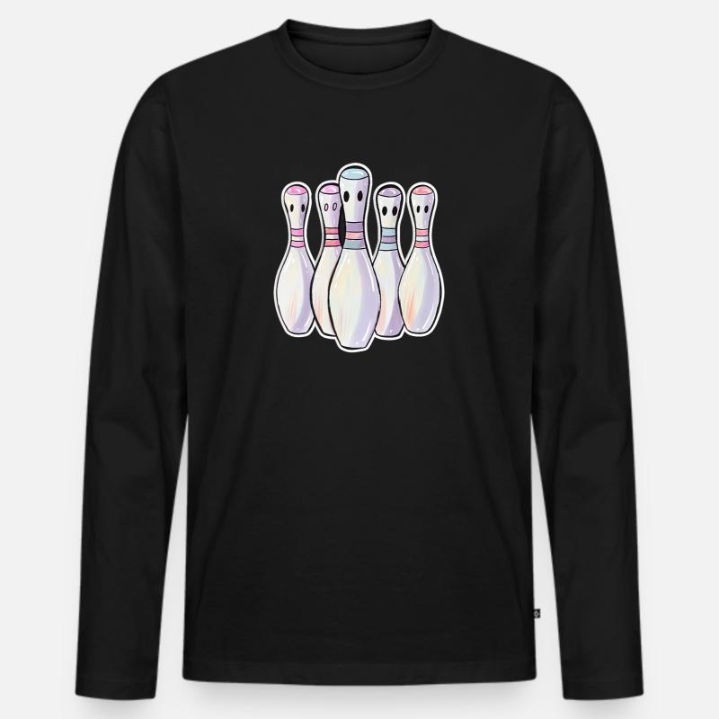 Bowling Pins Comic Look - Männer Premium Bio Langarmshirt - Schwarz