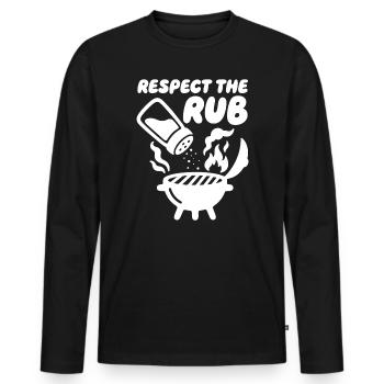 Respect the Rub BBQ Grill - Men's Premium Organic Long Sleeve Shirt - black - Front - Nico (187cm)