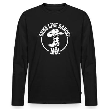 Leben ohne Line Dance - Niemals - Männer Premium Bio Langarmshirt - Schwarz - Vorne - Nico (187cm)