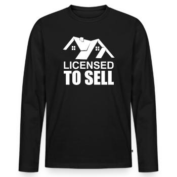 Autorisé à vendre des agents immobiliers drôles - T-shirt manches longues Premium bio Homme - noir - Devant - Nico (187cm)