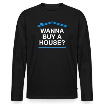 Acheter une maison ? Agent immobilier drôle - T-shirt manches longues Premium bio Homme - noir - Devant - Nico (187cm)
