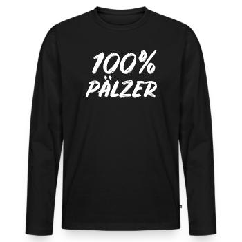 Pfalz Pfälzer 100% Pälzer  - Männer Premium Bio Langarmshirt - Schwarz - Vorne - Nico (187cm)