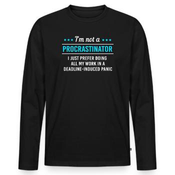 laziness, procrastination, lazy, lazy - Men's Premium Organic Long Sleeve Shirt - black - Front - Nico (187cm)
