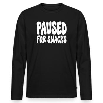 Pause pour des snacks, joueur qui dit de l’humour - T-shirt manches longues Premium bio Homme - noir - Devant - Nico (187cm)