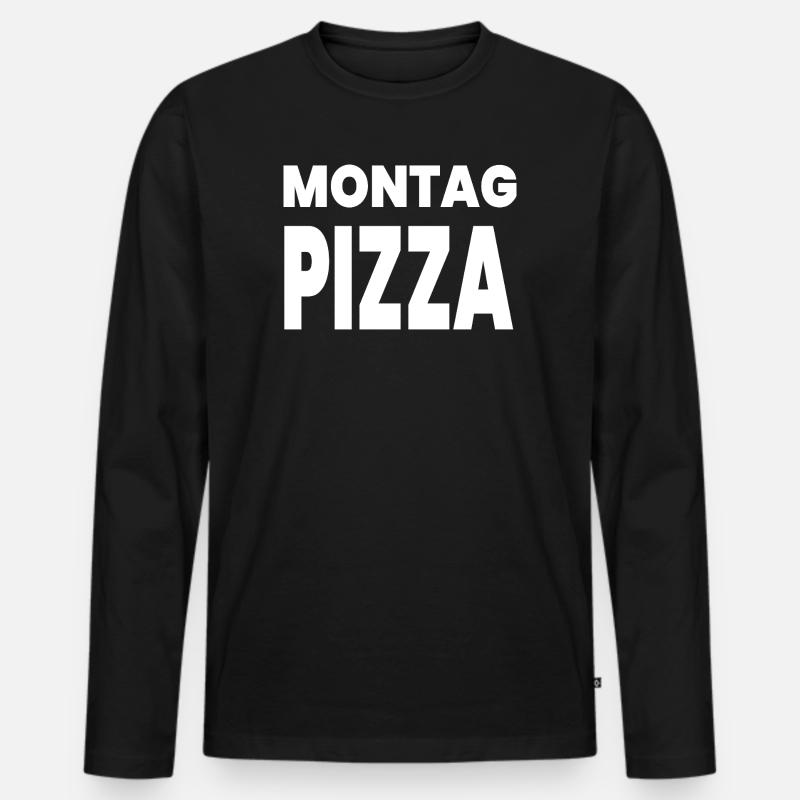 Pizza - Männer Premium Bio Langarmshirt - Schwarz