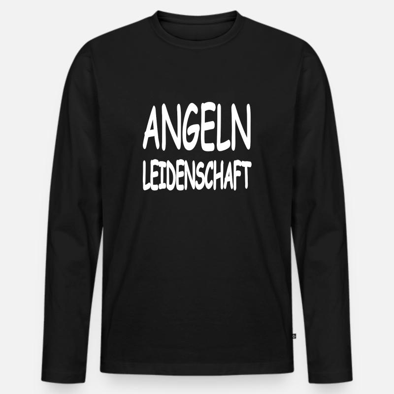 Angeln - Männer Premium Bio Langarmshirt - Schwarz