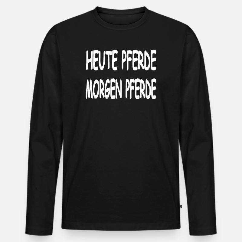 Pferde - Männer Premium Bio Langarmshirt - Schwarz