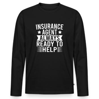 Insurance Agent Costume Ready To Help Medicare - Men's Premium Organic Long Sleeve Shirt - black - Front - Nico (187cm)