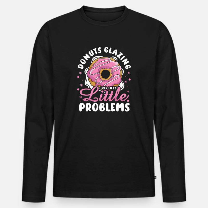 Donut Fastfood - Männer Premium Bio Langarmshirt - Schwarz