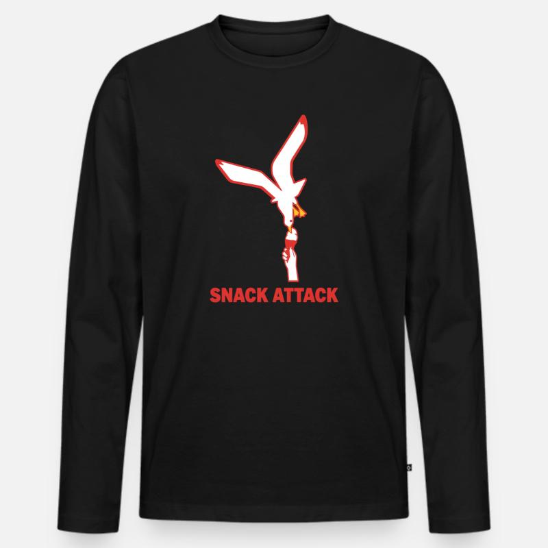 Snack Attack Möwe Eis - Männer Premium Bio Langarmshirt - Schwarz
