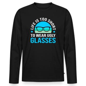 Optiker Augenarzt Optik - Männer Premium Bio Langarmshirt - Schwarz - Vorne - Nico (187cm)