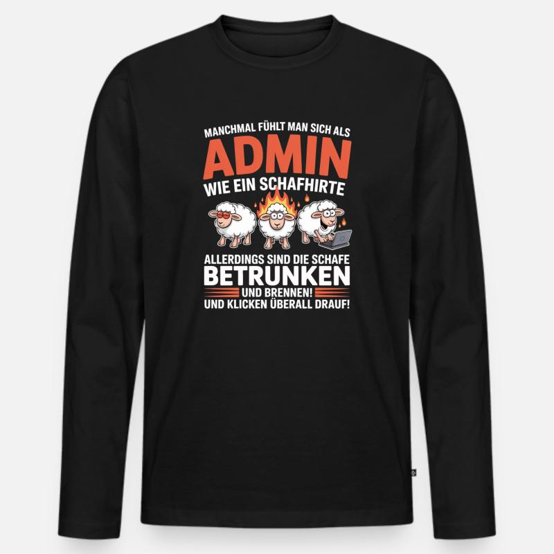 Admin Schafhirte Chaos Cartoon - Männer Premium Bio Langarmshirt - Schwarz