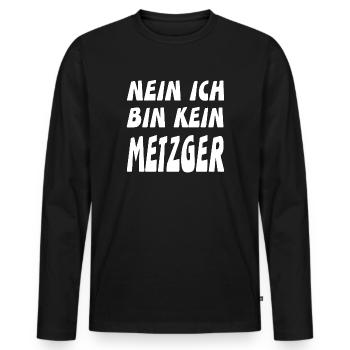 Metzger - Männer Premium Bio Langarmshirt - Schwarz - Vorne - Nico (187cm)