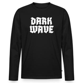 Dark-Wave-Typografie-Logodesign - Männer Premium Bio Langarmshirt - Schwarz - Vorne - Nico (187cm)