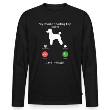 Appel entrant de caniche Art d’interface téléphonique amusante - T-shirt manches longues Premium bio Homme - noir - Devant - Nico (187cm)