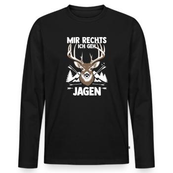 Jagd Jagen Waidmann Jäger - Männer Premium Bio Langarmshirt - Schwarz - Vorne - Nico (187cm)