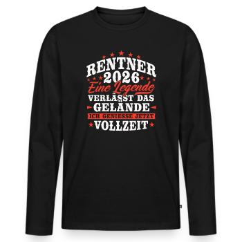 Rentner 2026 Rente Ruhestand Geschenk - Männer Premium Bio Langarmshirt - Schwarz - Vorne - Nico (187cm)