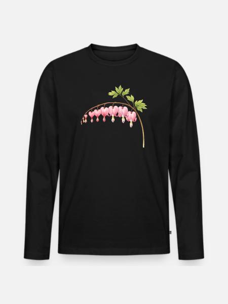 Bleeding Heart Pink Spring Flower - Men's Premium Organic Long Sleeve Shirt - black