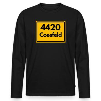 ALTE POSTLEITZAHL PLZ RETRO 4420 COESFELD – NRW - Männer Premium Bio Langarmshirt - Schwarz - Vorne - Nico (187cm)