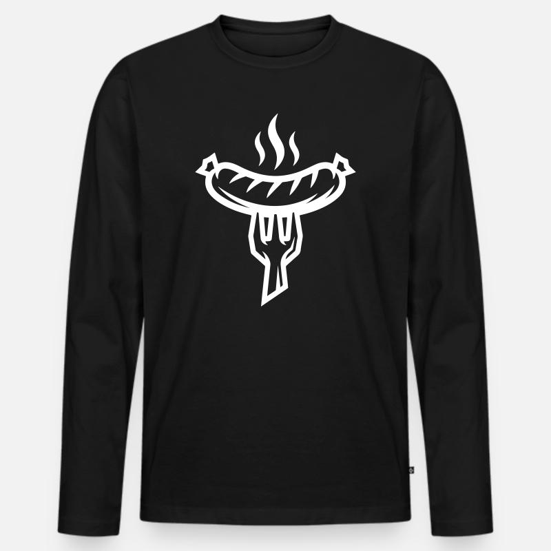 Wurst Bratwurst - Männer Premium Bio Langarmshirt - Schwarz