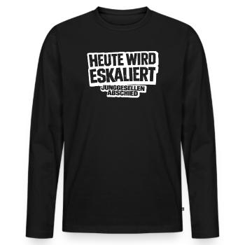 Heute wird eskaliert – Junggesellenabschied Shirt - Männer Premium Bio Langarmshirt - Schwarz - Vorne - Nico (187cm)