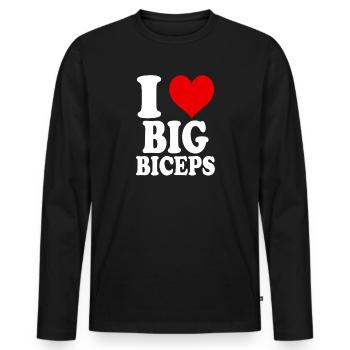 J’adore les gros biceps drôle GYM Fitness Gym - T-shirt manches longues Premium bio Homme - noir - Devant - Nico (187cm)