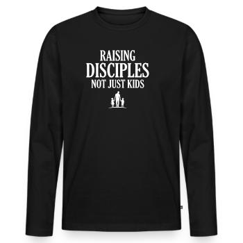 Raising Disciples Not Just Kids Jesus Papa - Männer Premium Bio Langarmshirt - Schwarz - Vorne - Nico (187cm)