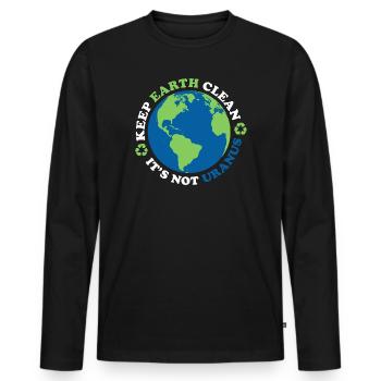 Keep The Earth Clean, It's Not Uranus - Men's Premium Organic Long Sleeve Shirt - black - Front - Nico (187cm)