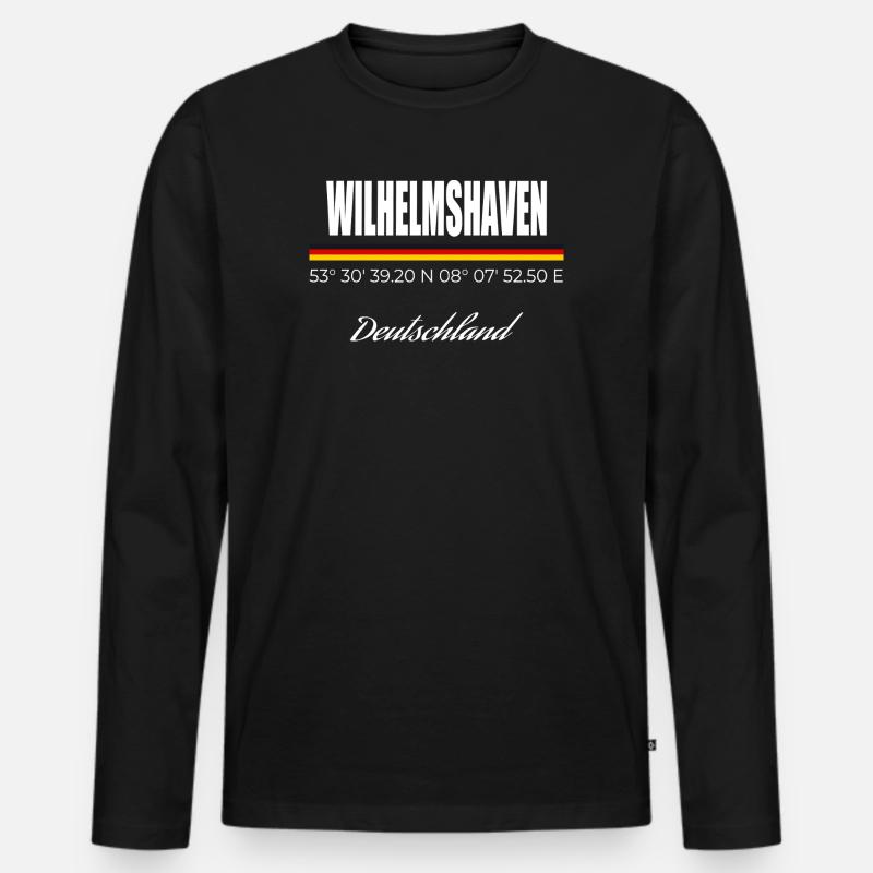 Wilhelmshaven - Männer Premium Bio Langarmshirt - Schwarz