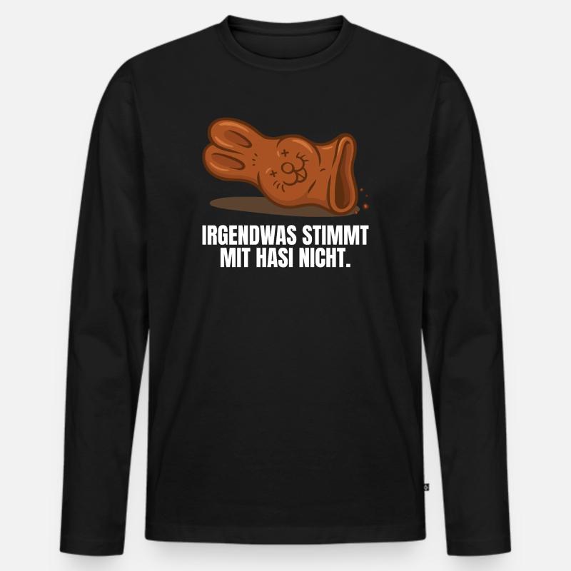 Schokoladenhase Ostern - Männer Premium Bio Langarmshirt - Schwarz