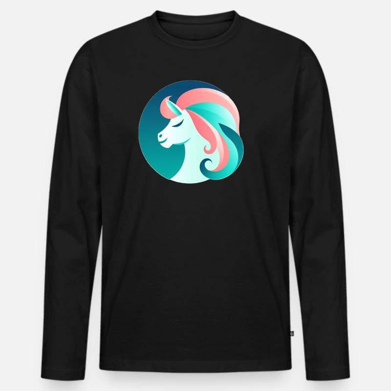 Neon Einhorn Traumbild - Männer Premium Bio Langarmshirt - Schwarz
