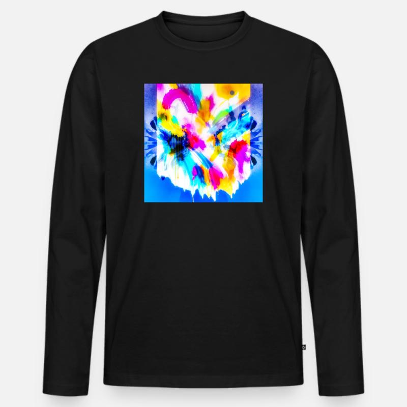 Farbexplosion im Aquarell - Männer Premium Bio Langarmshirt - Schwarz