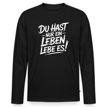Nur Ein Leben Lebe Es - Männer Premium Bio Langarmshirt - Schwarz - Vorne - Nico (187cm)