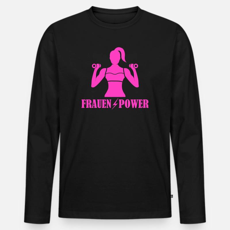 Frauenpower Krafttraining - Männer Premium Bio Langarmshirt - Schwarz