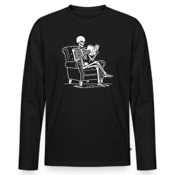 Skelettlesen im Sessel - Männer Premium Bio Langarmshirt - Schwarz - Vorne - Nico (187cm)