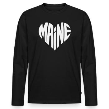 Maine Heart Typo Design - Men's Premium Organic Long Sleeve Shirt - black - Front - Nico (187cm)