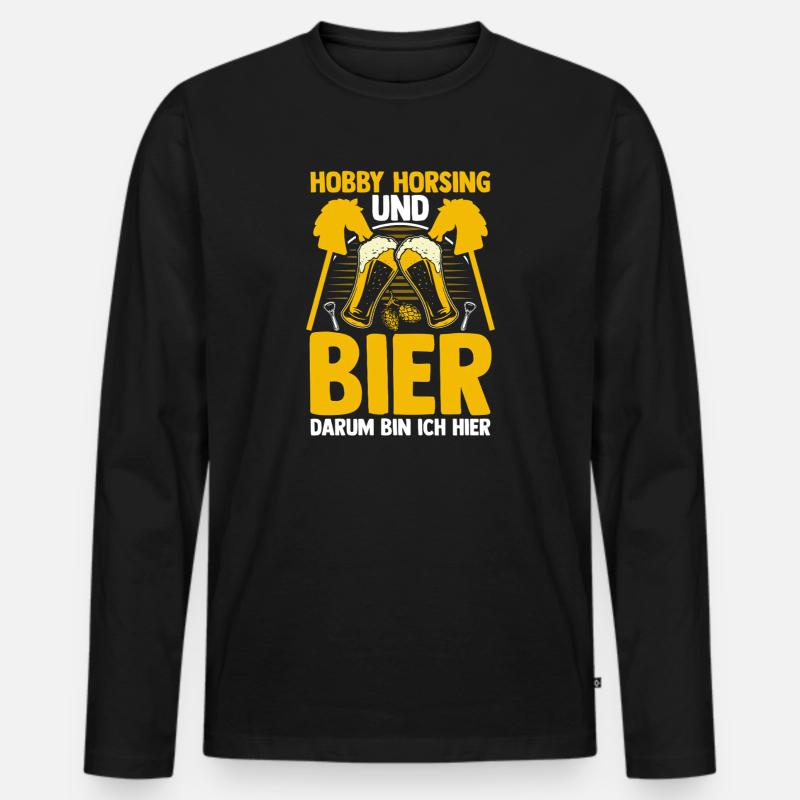 Bier Pferd Hobby Horsing - Männer Premium Bio Langarmshirt - Schwarz