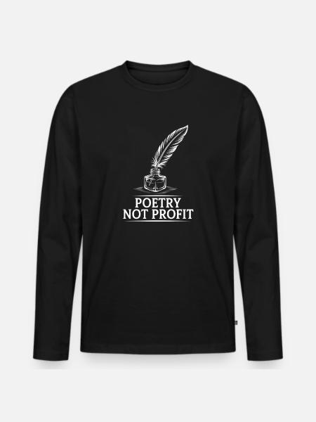 Poetry Not Profit Quill - Men's Premium Organic Long Sleeve Shirt - black