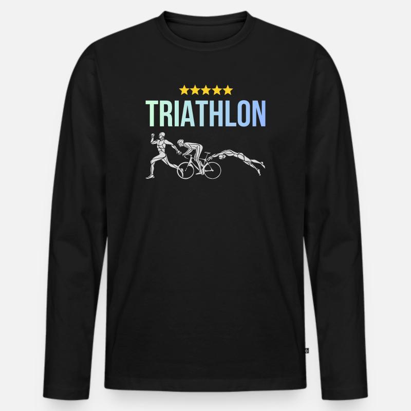 Triathlon - Männer Premium Bio Langarmshirt - Schwarz