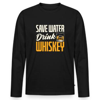 Économiser de l’eau Boisson Whisky Style de citation drôle - T-shirt manches longues Premium bio Homme - noir - Devant - Nico (187cm)
